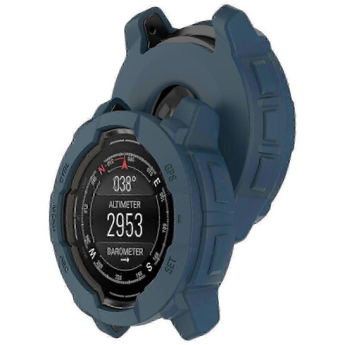 (Blue)Garmin Instinct 3 Amoled/solar 45mm Compatible Silicone Protective Covero 2