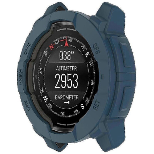 (Blue)Garmin Instinct 3 Amoled/solar 45mm Compatible Silicone Protective Covero 1