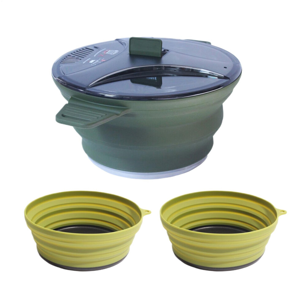 Camping Pots and Pans Set - Folding Heat-Resistant Stainless Steel Cookware with Silicone Utensils for Outdoor Backpacking RV Trips-image-OPC-PKFHDBV-NEW