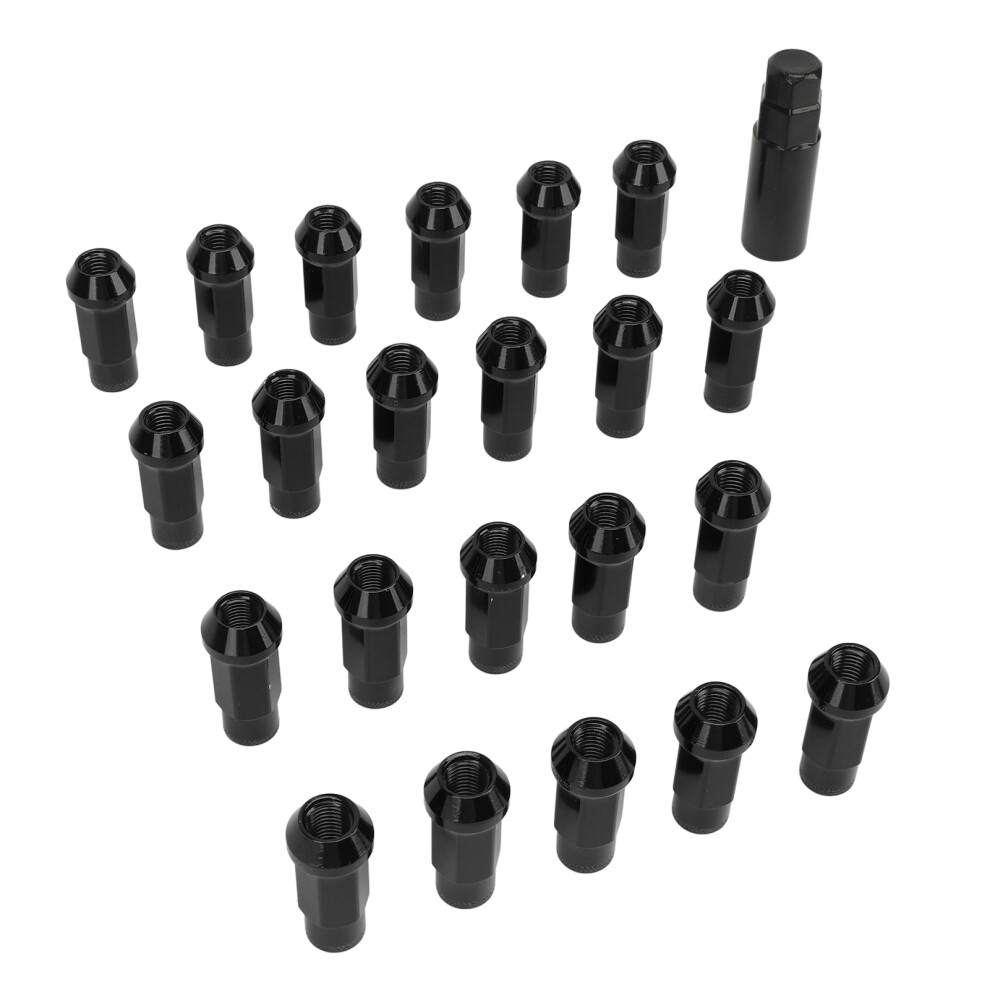 22Pcs Alloy Steel Tapered Lug Nuts With Key, M12x1.5, Black 9391349101802