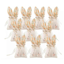 10pcs Easter Bunny Cloth Bags, Easter Gift Bags, Bunny Birthday Decoration