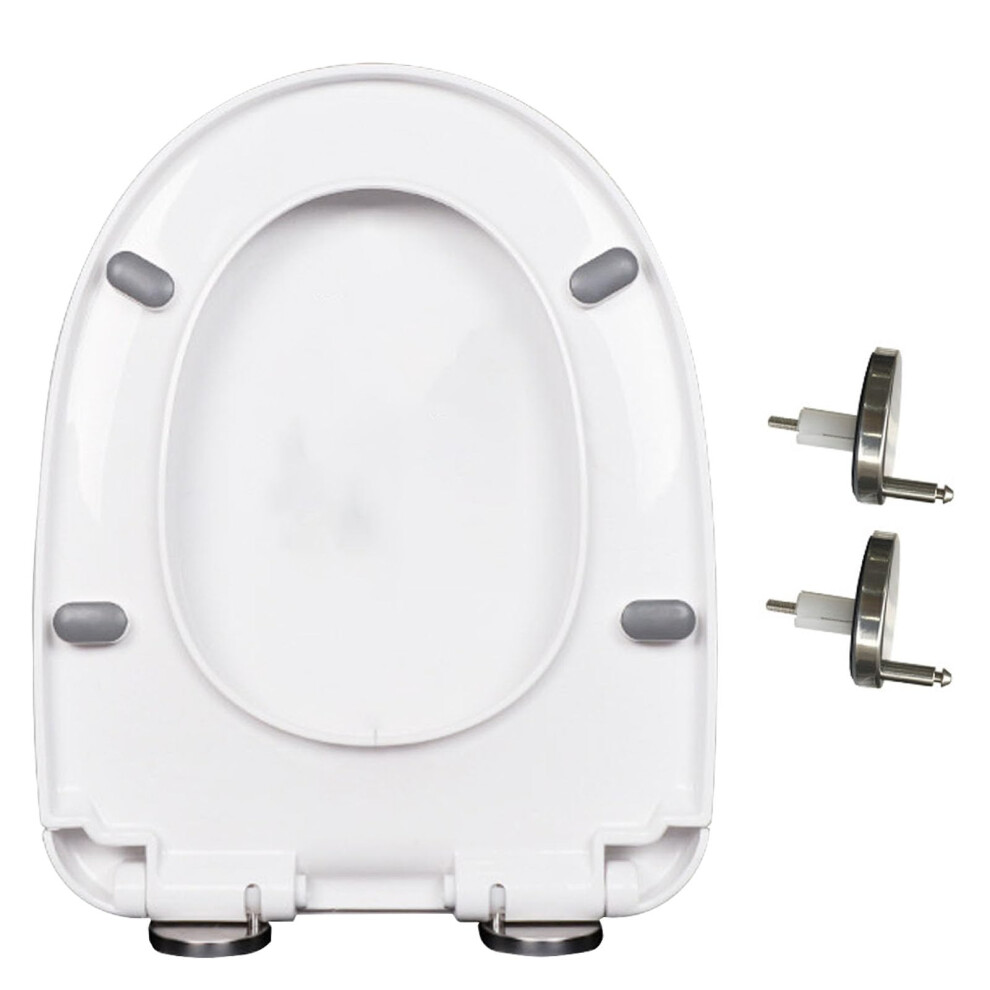 Soft Close Toilet Seat, Quiet-Close D/U Shape Lid, 45X34cm Pp White Cover With Quick-Release Adjustable Hinge 6447073637506