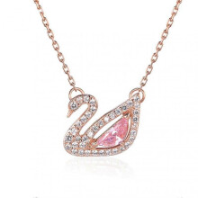 Pink Swan Necklace Titanium Steel Rose Gold Diamond Clavicle Chain Gift for Girls NewH