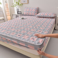 Quality Extra Deep Fitted Sheets 100x200cm, Thicken Quilted Mattress Topper Bed Sheet Set with Pillowcase in Dusty Pink for Kids