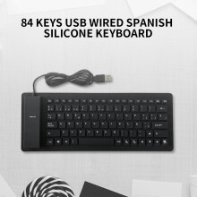 84 Keys Spanish USB Wired Silicone Keyboard
