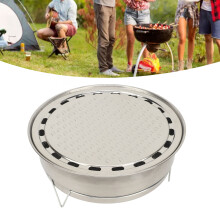 Compact 12-inch Round Camping Charcoal Grill Portable Multifunctional BBQ Stove