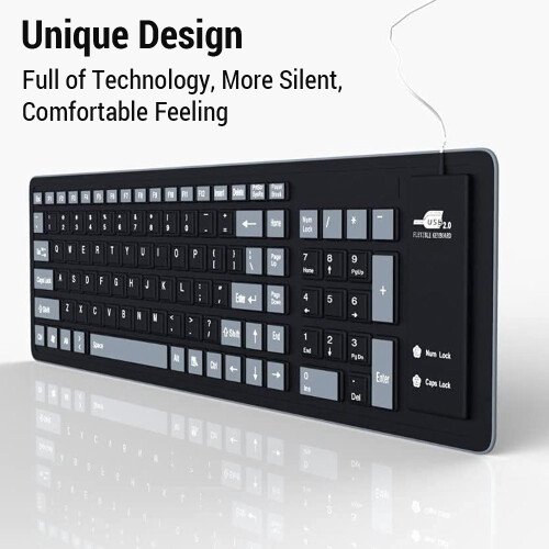USB Wired Silicone Keyboard Portable Foldable 2