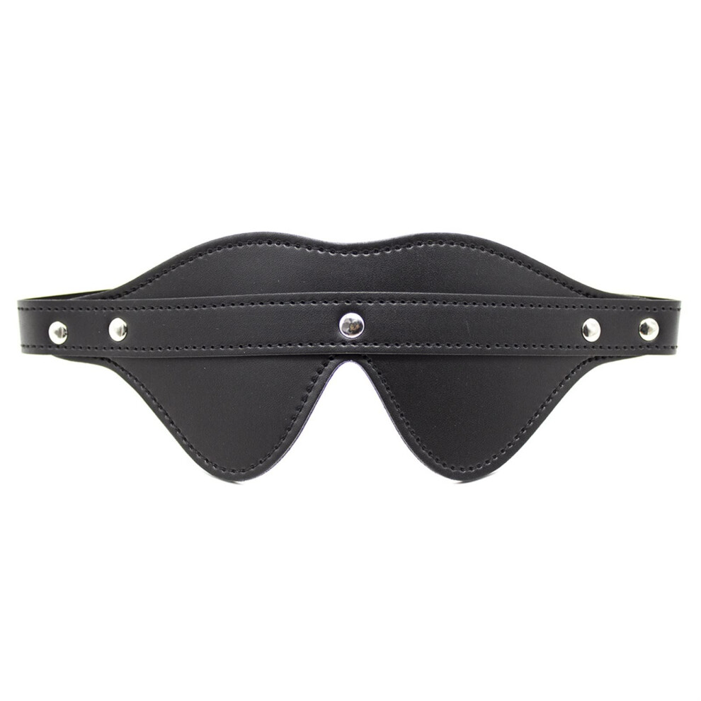 Black Pu Leather Blindfold Eye Mask For Couples Cosplay Masquerade Bondage Toy