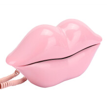 Pink Retro Lips Shaped Landline Phone European Style Desktop Home Telephone