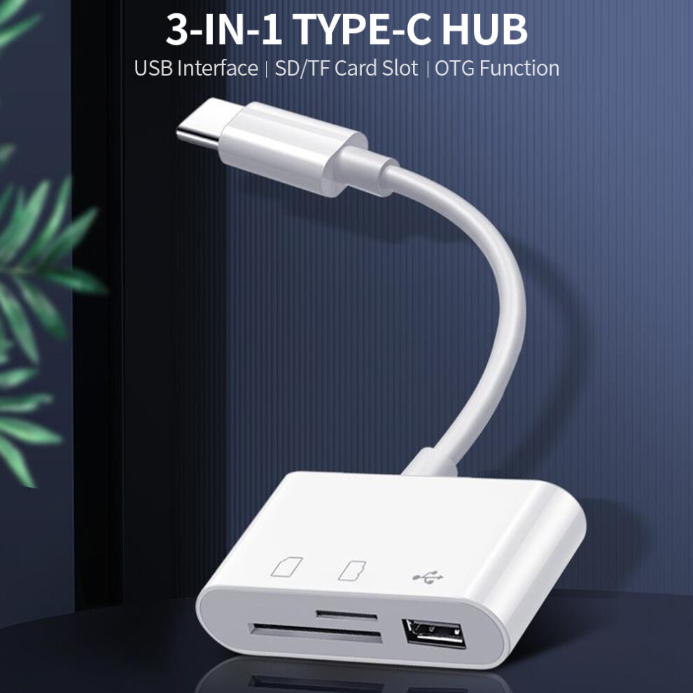 3-In-1 Type-C Hub Type-C To Usb2.0 + Sd +Tf White 8320539153520