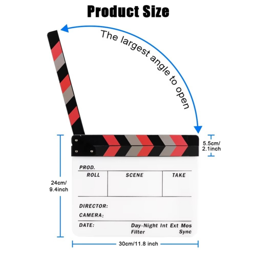 ClapperBoard Ταινία Δράσης με Χειρολαβή για Σκηνοθέτη, Μαύρο 1