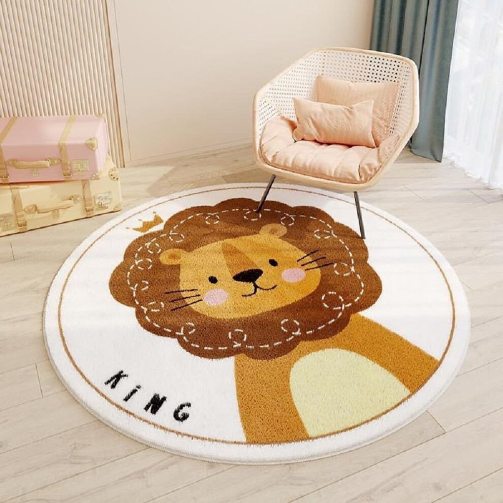 Round Area Rugs 100X100cm Fluffy Grey White Shaggy Carpet For Nursery Play Mat Bedroom Decor For Girls And Teens White,Grey
