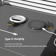Anillo de luz para selfies recargable y portátil con clip