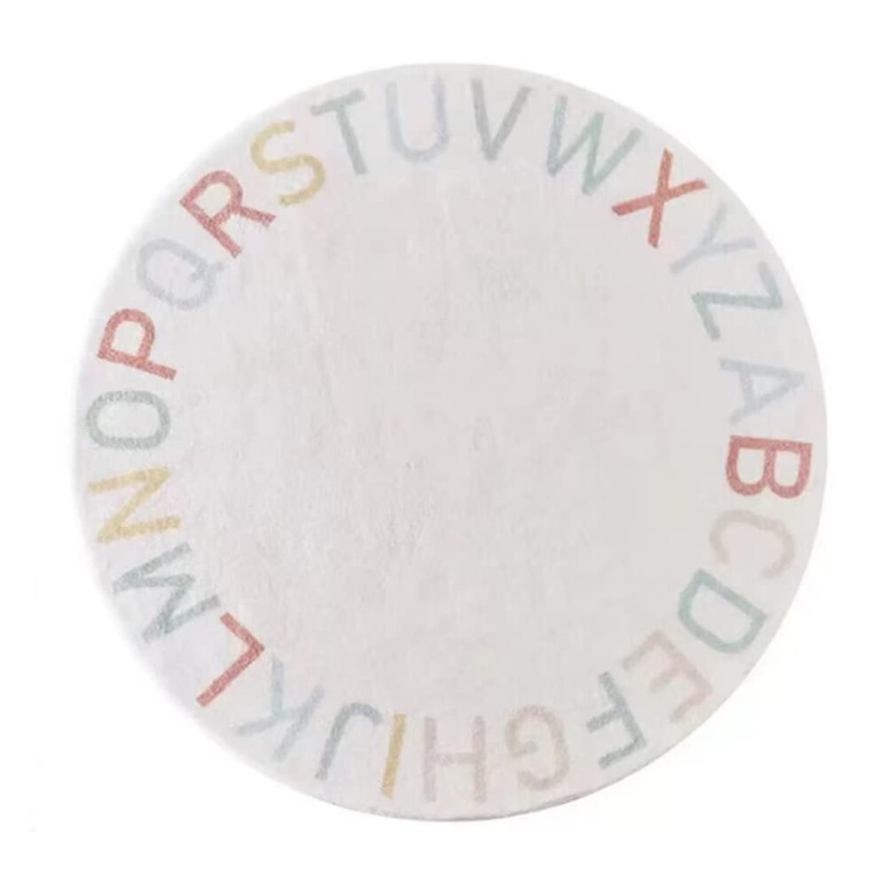 Alphabet Rug for Kids Room 100cm - Soft Plush Non-Slip Educational Area Rug for Playroom and Nursery, Moisture Proof