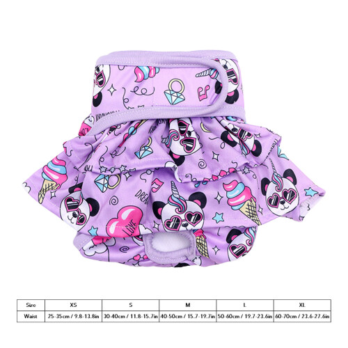 Pañales para perras con estampado de panda morados M 1