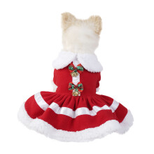 Robe de Noël pour chien M rouge fibre polyester nœud doux