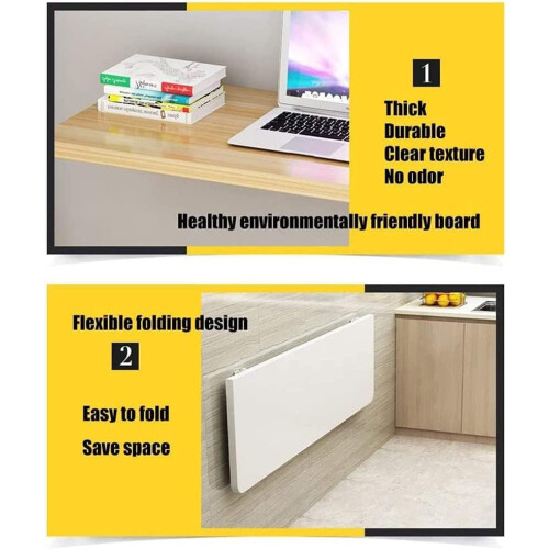 Wall Mounted Workbench Solid Wood Folding Table 70x40cm Heavy Duty Small Folding Dining Kitchen Desk Color A 1