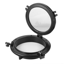 Plastic Anti Aging Round Porthole Light Ventilation Yacht RV Hatch Window – Black, 4mm Glass