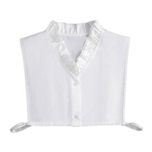 Ruffled Low Neck Faux Collar Shirt Crop Top Clothing Accessory