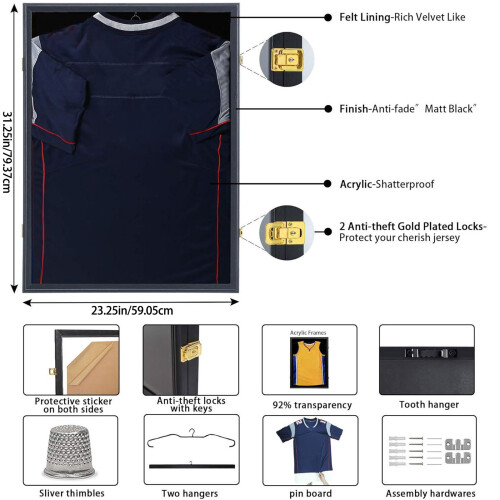 Jerseys Display Frame Lockable Shadow Box for Baseball 2