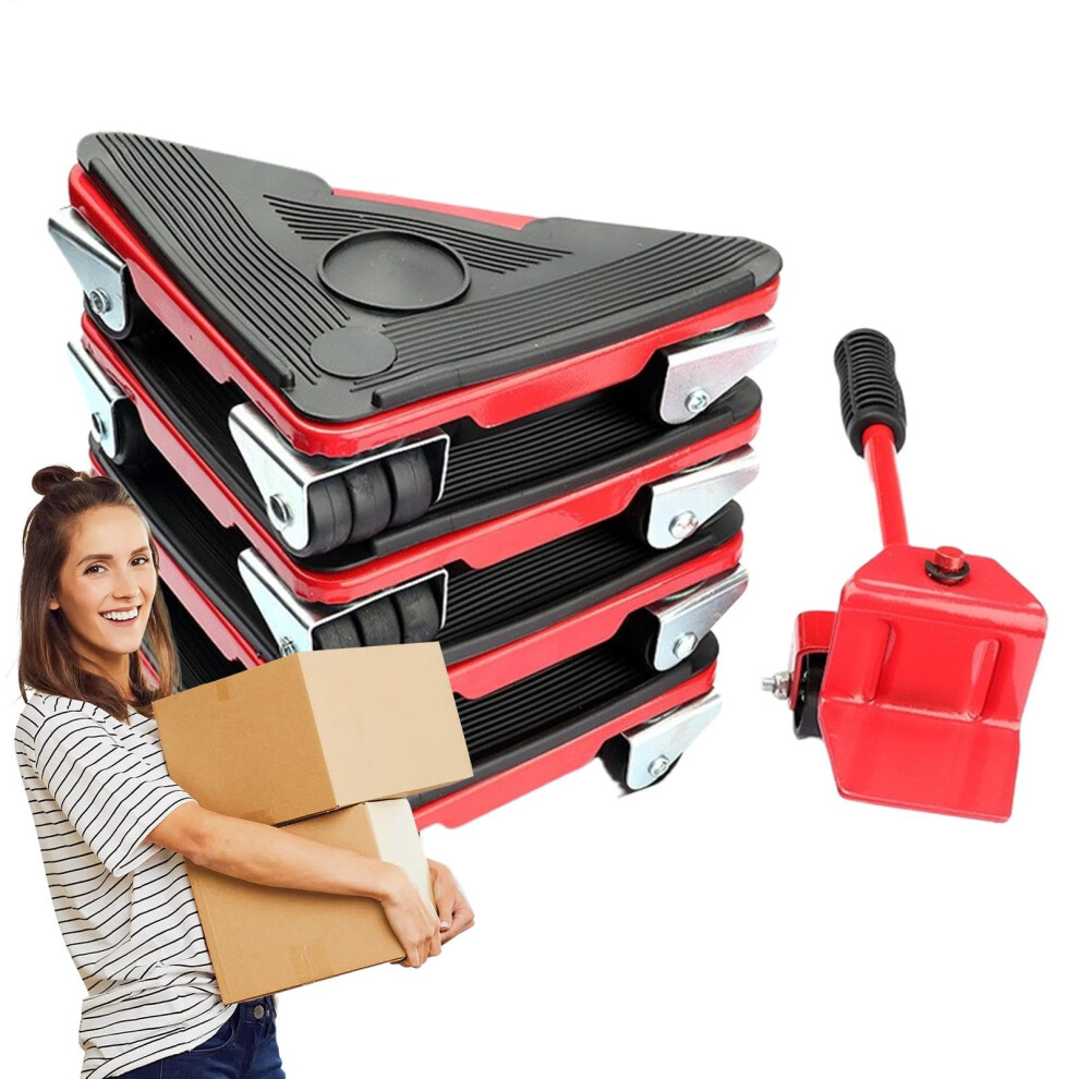 Furniture Movers With Wheels - 360 Degree Rotation Heavy-Duty Dolly For Moving Cabinets And Large Loads, Color Red 6447073643507
