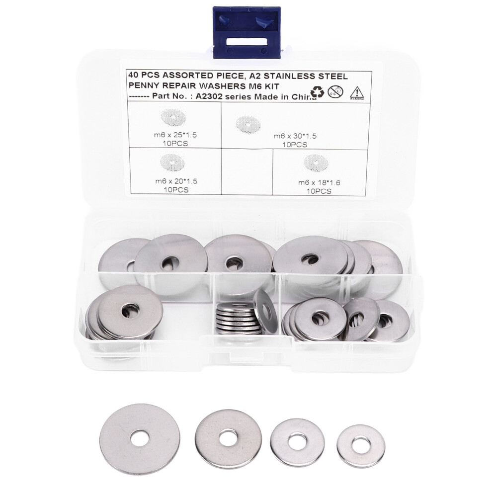 40Pcs Mudguard Washer Assortment Kit 4 Sizes 304 8320539156866