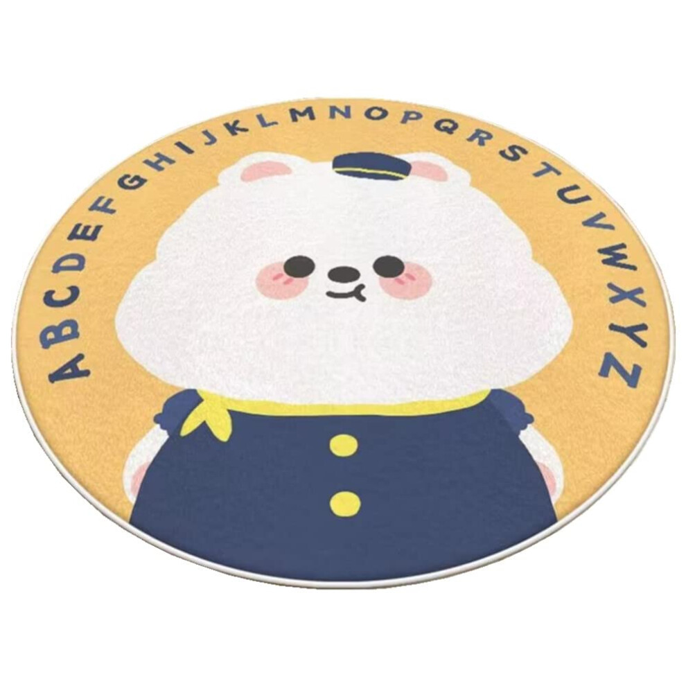 Nursery Round Rug 60Cm Soft Faux Fur Sheepskin Area Rug Non Slip Washable Shaggy Floor Rug For Kids Yellow