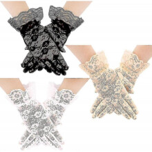 3 Colors Ladies Lace Gloves Short Gloves Courtesy Summer Gloves for Women Wedding Opera