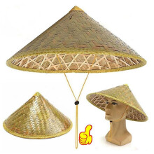 1X Chinese Oriental Coolie Straw-Bamboo Sun Hat Farmer Rice Hat Fishing
