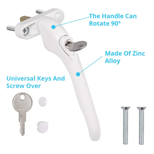 2PcsLockable Window Handle With Key & Screws Aluminum Alloy 1