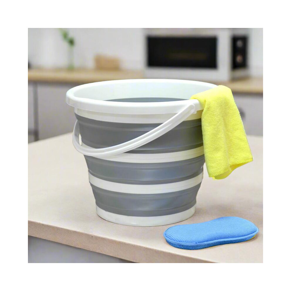 (10L) Collapsible Plastic Bucket With Handle 10L Space Saving Kitchen Camping Caravan 5033790699210