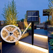 5m Solar LED Strip Lights Warm White - Waterproof Outdoor Flexible Rope Lights, 30 LEDs/m for Garden Home Patio Decor
