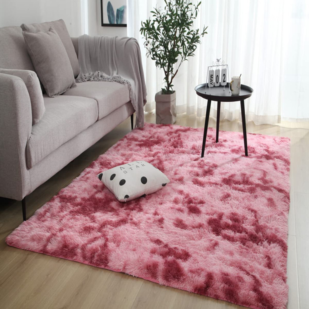 Soft Fluffy Area Rug 20X32 Inch, Dark Plush Shaggy Carpet For Living Room, Bedroom, Nursery, Kids Decor Red