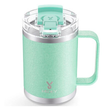 (14oz Sea Green) 【 Hot Selling Products 】 Meoky 20oz/14oz Coffee Cup, Straw Holder 2-In-1, Two-Way Drinking Coffee Cup, 100% Leak Proof And Tropical Handle
