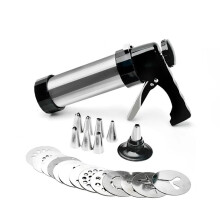 Cookie Press Biscuit Maker Kit with 13 Molds & 8 Nozzles, KC0225 Black Biscuit Press for Baking and Cake Decorating