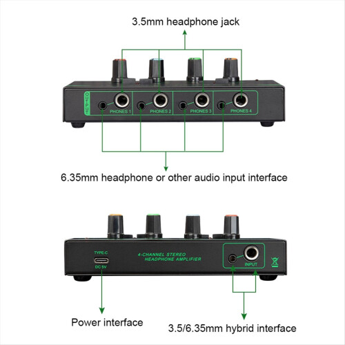 Headphone Amplifier with Power Adapter 10MHz Earphone Amp Blue 2