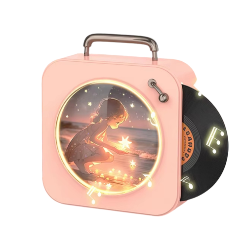 Vintage Bluetooth Vinyl Record Small Stereo Home CD Player Pink