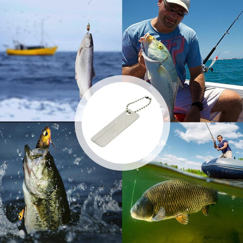 Fishing Hook Sharpener Keychain Tool | Small Pocket Grinding Stone for Machetes and Garden Tools, Multifunctional Sharpener 2