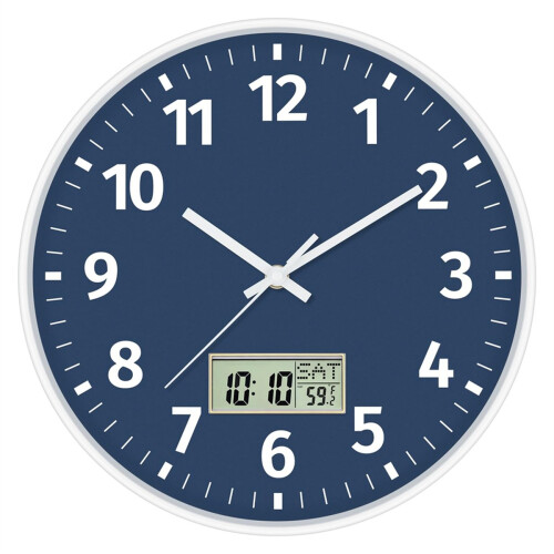 Digital Wall Clock with Time, Day of Week and Temperature, Silent