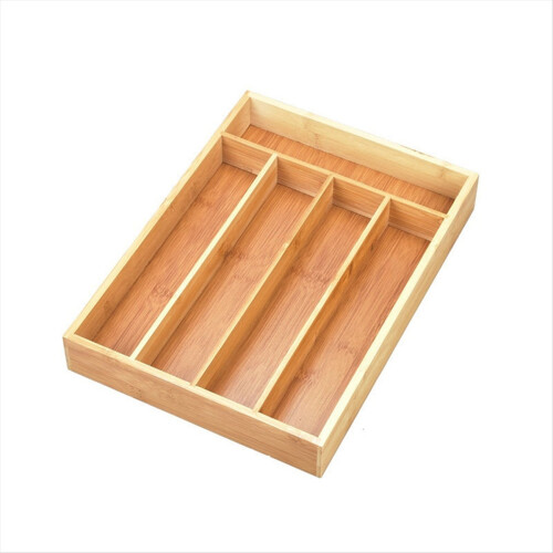 Bamboo Cutlery Silverware Tray Divider Storage Tray Rack Storage Box