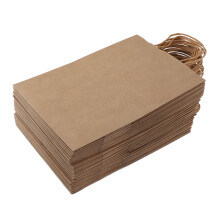 50PCS Kraft Paper Gift Bags - 21x11x27cm, Yellow Cattle Pattern