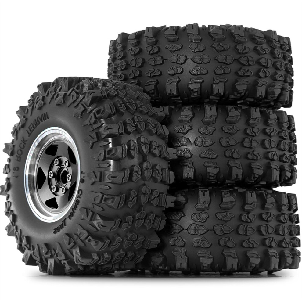 4Pcs 1.9 Inch Metal Tire Wheels With 118Mm Od Tires For Axial Black 4711764314758
