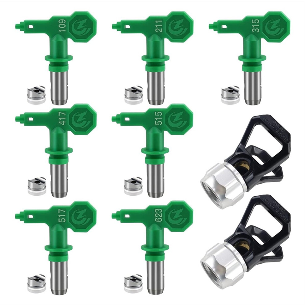7Pcs Airless Sprayer Tips Reversible Nozzle Tips With 2Pcs Tip Guards 4711736605747