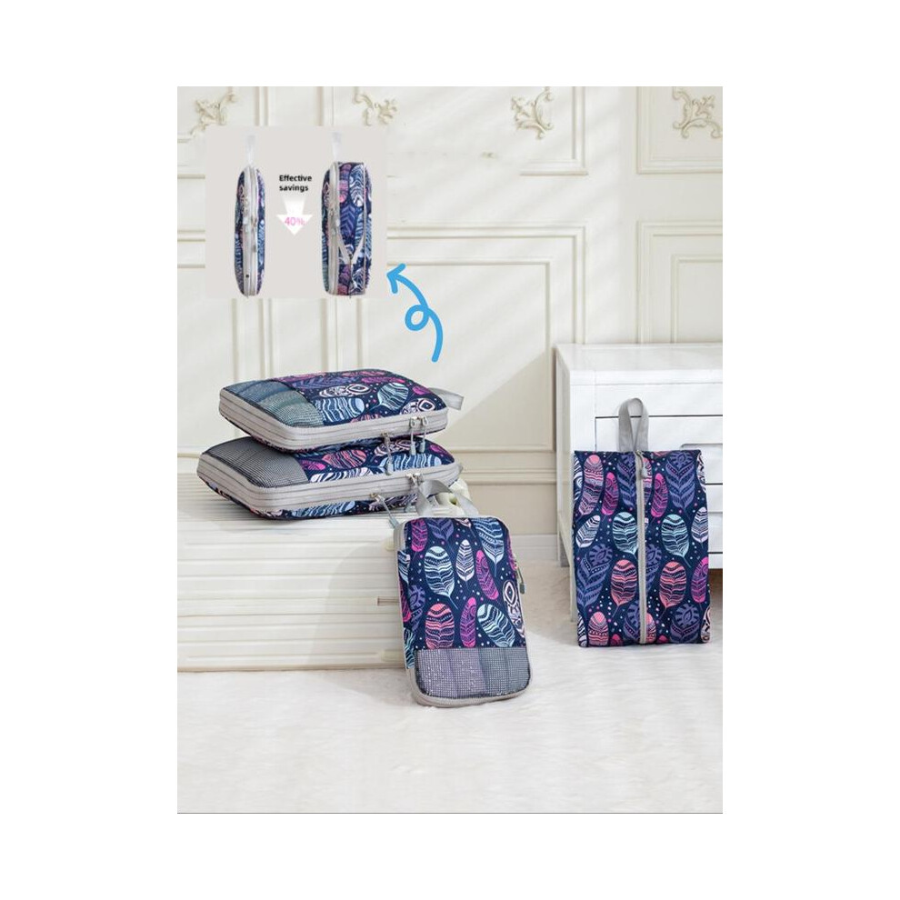 (Feather Expansion 4-piece Set, one-size) Durable Fabric Compression Lightweight Packing Cubes for Suitcases, Travel Organization Pouch, Travel Essent-image-OPC-PKFJJYZ-NEW