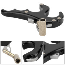 Outdoor Metal 4-Finger Archery Bow Release Thumb Trigger Gripper - Black, Red, Yellow