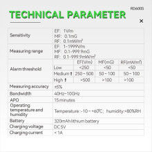 RD600S 3 in 1 Elektromagnetische Strahlung Tester Tragbare Handheld