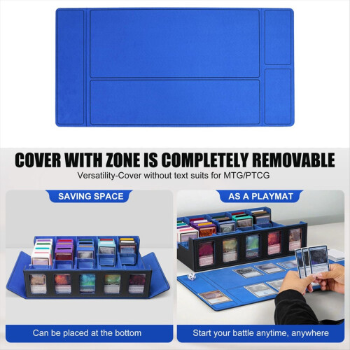 Trading Card Storage Box with Window 5-Row Deck Case Black+Blue 1