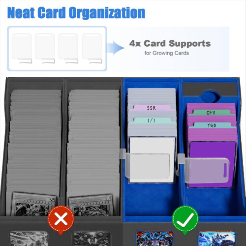 Trading Card Storage Box with Window, 4-Row Deck Case Black&Red 2