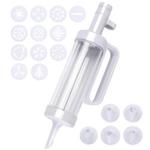 Cookie Maker Press BPA Free Cookie Decorating Kit with 12 Discs 6 Nozzles Pastry Tool 8.46x3.15x3.15in for Cakes Cream Desserts