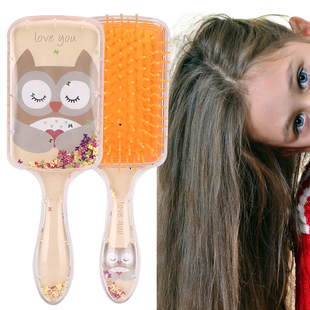 Kids Hair Care Comb With Sequins Gasbag And Scalp Massage Function Yellow